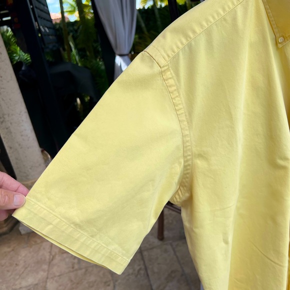 Vintage Ralph Lauren Blaire Yellow Short Sleeve Button Down Collar Shirt Sz L - Picture 6 of 7